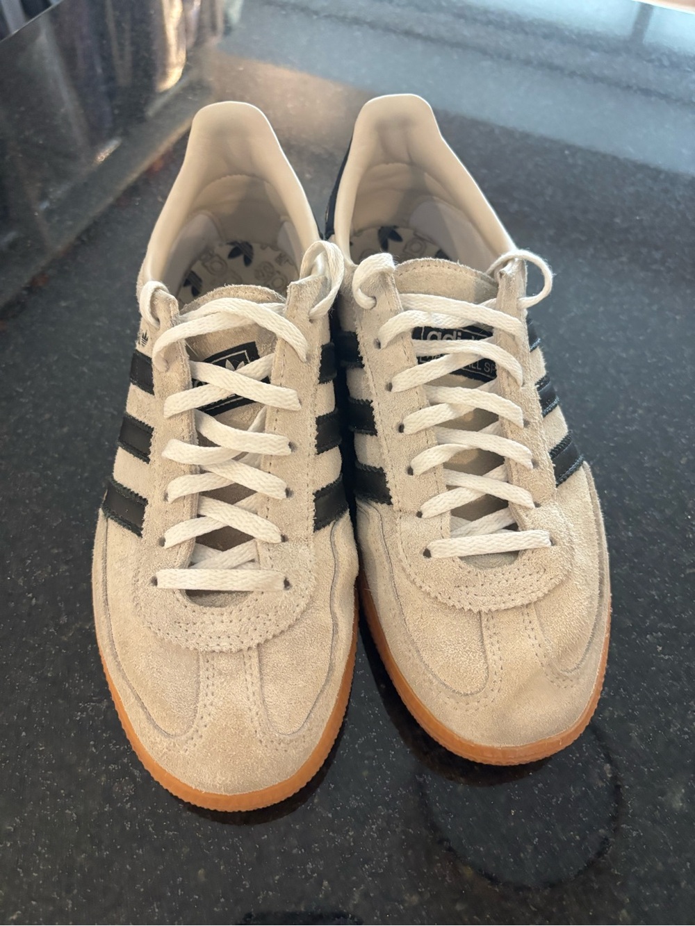 Adidas Handball Spezial Women’s Suede Sneakers with Black Stripes